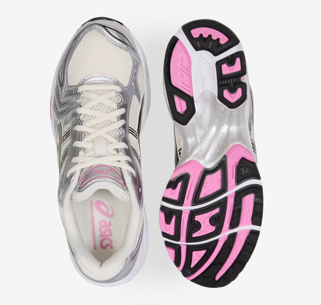 Sneaker running rétro blanc rose - dessus et semelle